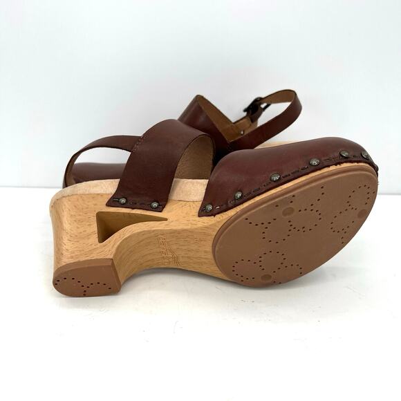 NWOT Dansko Taci Women's Clog Wedge Sandals Wooden Heel Leather - Picture 8 of 11